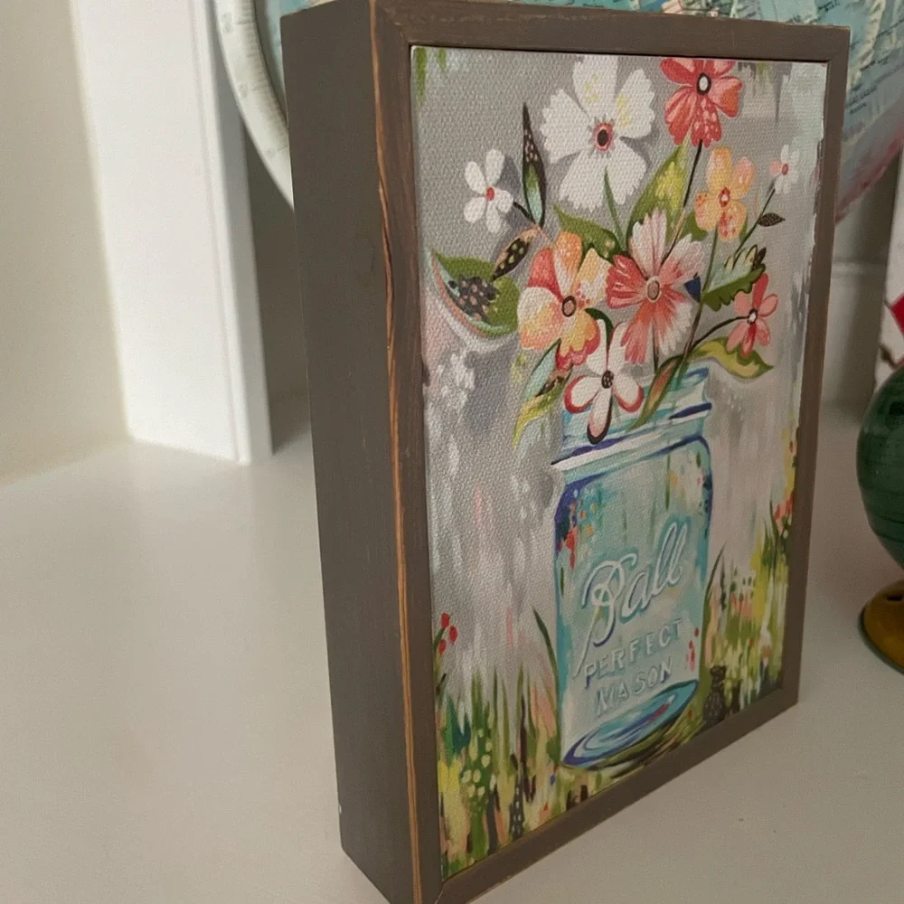 Katie  daisy ball jar flower art 5x7 - Picture 2 of 3